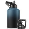 EALGRO Gallon Insulated Water Bottle Jug with Straw, 128 oz Large Stainless Steel Sports Metal Water Canteen With Handle, Thermal Water Cup Mug with 2 Lids, Indigo Black view 1