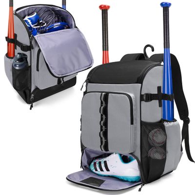 GOBUROS Baseball Backpack Holds Up to 4 Bats, Softball Bat Bag with Separate Shoe Space and Multiple Pockets for Essentials