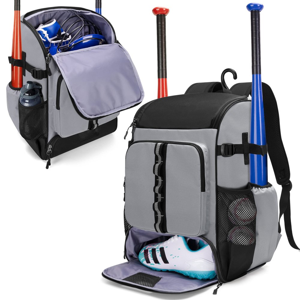 GOBUROS Baseball Backpack Holds Up to 4 Bats, Softball Bat Bag with Separate Shoe Space and Multiple Pockets for Essentials