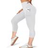 Aoliks High Waisted Capri Yoga Pants for Women with Pockets, Tummy Control Workout Leggings, Thick & Comfortable Running Capris for Gym, Travel, and Everyday Wear view 4