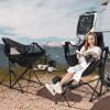 Giantex Outdoor Hammock Camping Chair - Rocking Chair with Removable Footrest, Adjustable Backrest, Pillow, Cup Holder, Storage Bag, Portable Fishing Chair for Poolside Patio Folding Chair (1, Black) view 2