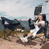 Giantex Outdoor Hammock Camping Chair - Rocking Chair with Removable Footrest, Adjustable Backrest, Pillow, Cup Holder, Storage Bag, Portable Swinging Chair for Poolside Patio Folding Chair (1, Navy) view 2