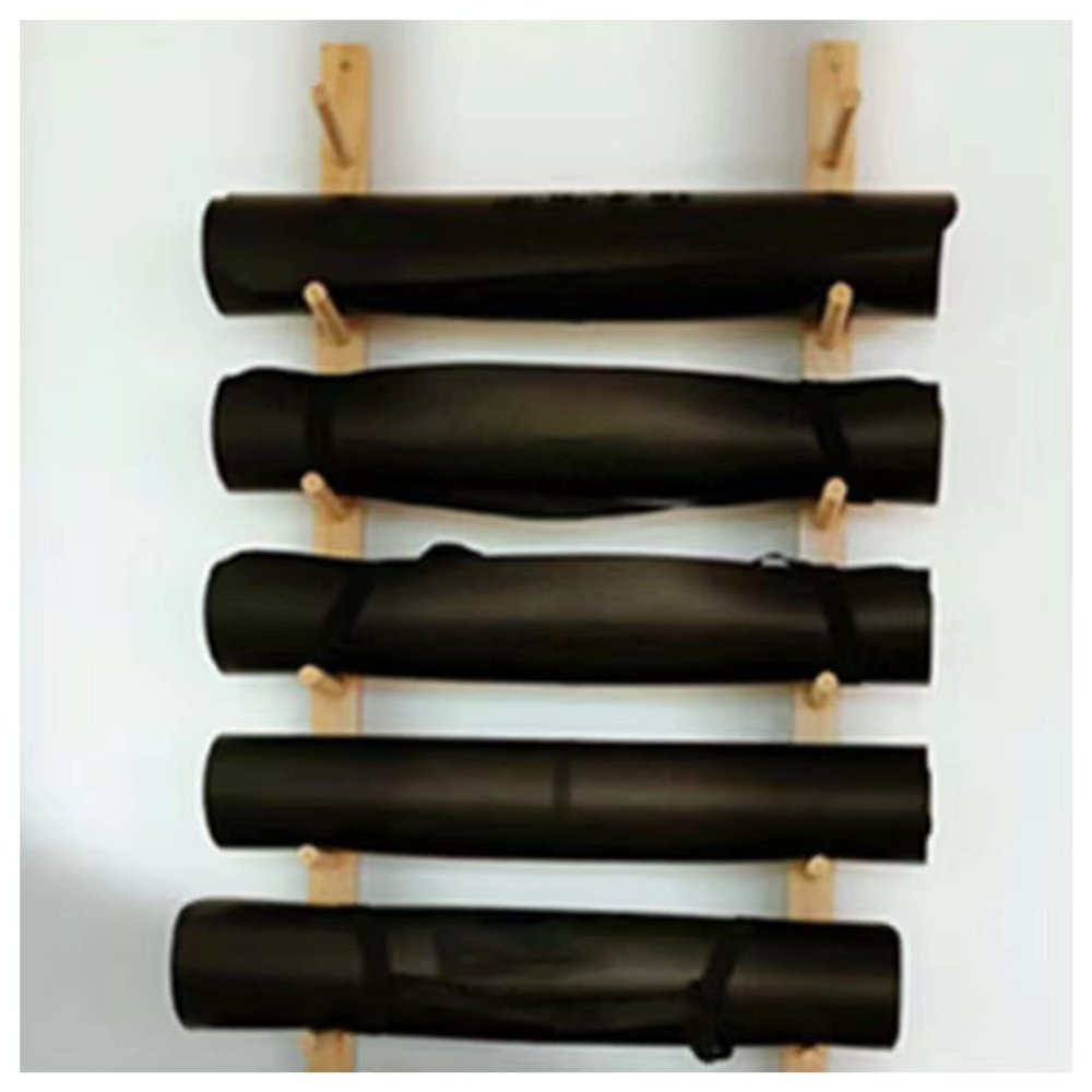 LXLZYXSF Foam Roller Storage Organizer Yoga Mat Rack, Wood Shelf - 6/9 Layers, Wall Mount Exercise Mats Holder, Gym Studio Office Home (Size : 6 Tiers 105cm/41.3")