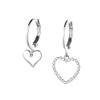 925 Sterling Silver Hoop Earrings for Women | Small Zircon Inlay Hoops Stud Earring Fashion Jewelry Gift (heart-asym) view 1