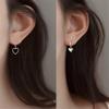 925 Sterling Silver Hoop Earrings for Women | Small Zircon Inlay Hoops Stud Earring Fashion Jewelry Gift (heart-asym) view 3