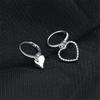 925 Sterling Silver Hoop Earrings for Women | Small Zircon Inlay Hoops Stud Earring Fashion Jewelry Gift (heart-asym) view 4