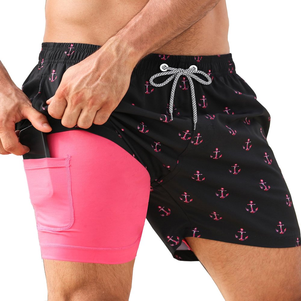 APTRO Men's Swim Trunks with Compression Liner 5 Inch Bathing Suit Beach Swimsuits #C213 XL