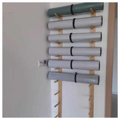 LXLZYXSF 6 9 Layers Wood Wall-Mount Shelf for Foam Rollers/Yoga Mats/Workout Mats, Commercial/Home Exercise Mats Rack Holder Organizer (Size : 9 Tiers 156cm/61.4inch)