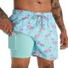 APTRO Men's Swim Trunks with Compression Liner 5.5" Bathing Suit Beach Swimsuits #209 Flamingo L view 1