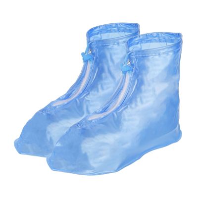 PATIKIL XXXL Waterproof Shoe Cover, 1 Pair PVC Reusable Non-Slip Overshoes Rain Shoe Covers Galoshes Snow Boot Protector with Zipper for Men Women Rainy Outdoor, Blue