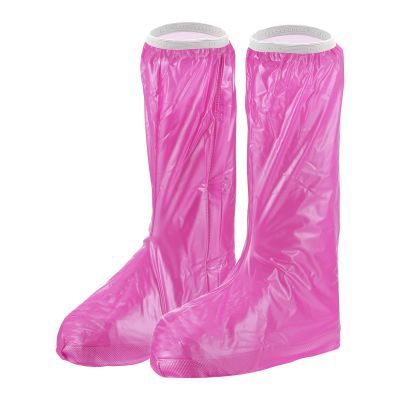 PATIKIL XL Waterproof Rain Boot Shoe Cover, 1 Pair PVC Reusable Non-Slip Overshoes Rain Galoshes Snow Boots Protector with Zipper for Rainy Outdoor, Pink
