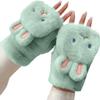 SKYPIG Women Fashion Knitted Plush Twist Windproof Warm Thickened Fingered Plus Gloves Gloves Mittens Men (Color : B-Green, Size : One Size) view 1