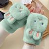SKYPIG Women Fashion Knitted Plush Twist Windproof Warm Thickened Fingered Plus Gloves Gloves Mittens Men (Color : B-Green, Size : One Size) view 4