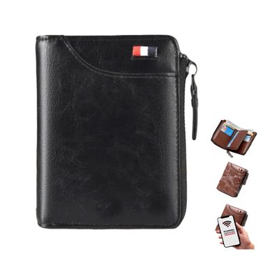 2023 New Multi-Functional RFID Blocking Waterproof Durable PU Leather Wallet, Large Capacity Zipper Wallets for Men Holds 1-14 Cards, Soft Slim Genuine Leather RFID Blocking Wallet Technology (BLACK)