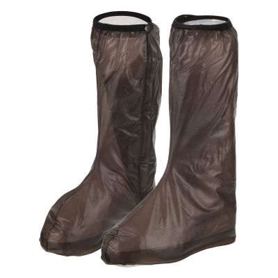 PATIKIL M Waterproof Rain Boot Shoe Cover, 1 Pair PVC Reusable Non-Slip Overshoes Rain Galoshes Snow Boots Protector with Zipper for Rainy Outdoor, Coffee