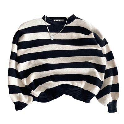 Dressnu Children's Knitting Sweater Autumn Clothes Children's Round Neck Shirt White 100CM