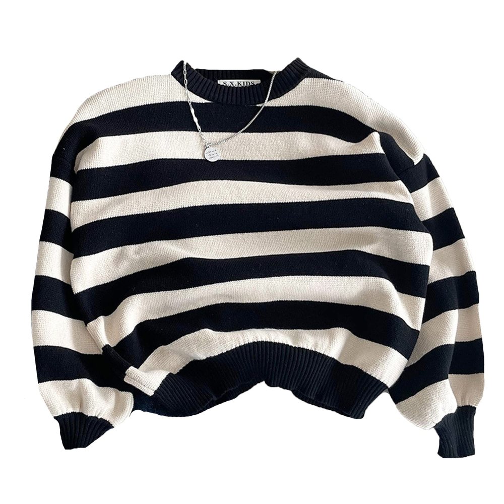 Dressnu Children's Knitting Sweater Autumn Clothes Children's Round Neck Shirt White 100CM