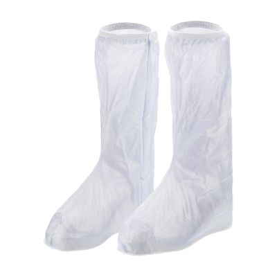 PATIKIL XXL Waterproof Rain Boot Shoe Cover, 1 Pair PVC Reusable Non-Slip Overshoes Rain Galoshes Snow Boots Protector with Zipper for Rainy Outdoor, White