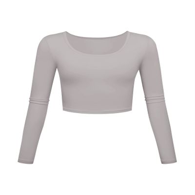 KLOTHO Crop Tops for Women Aesthetic Clothes Square Neck Tops for Women Cute Crop Tshirts for Teen Girls Sliver Grey X-Large