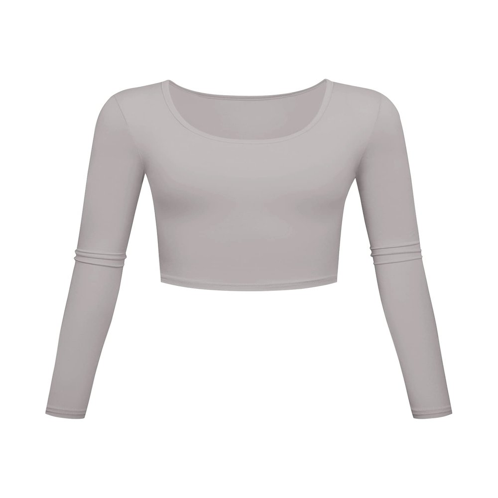 KLOTHO Crop Tops for Women Aesthetic Clothes Square Neck Tops for Women Cute Crop Tshirts for Teen Girls Sliver Grey X-Large