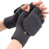 SKYPIG Winter Knit Convertible Fingerless Gloves Wool Gloves Thermal Gloves Unisex Women Mittens (Color : Gy2-1, Size : X-Large) view 1