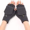 SKYPIG Winter Knit Convertible Fingerless Gloves Wool Gloves Thermal Gloves Unisex Women Mittens (Color : Gy2-1, Size : X-Large) view 3