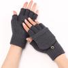 SKYPIG Winter Knit Convertible Fingerless Gloves Wool Gloves Thermal Gloves Unisex Women Mittens (Color : Gy2-1, Size : X-Large) view 4