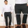 Lars Amadeus Stripes Dress Pants for Men's Slim Fit Business Flat Front Chino Trousers 28 Black view 4