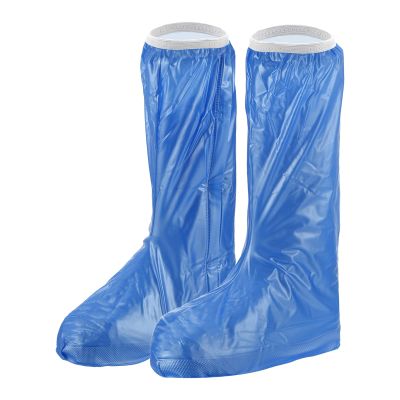 PATIKIL L Waterproof Rain Boot Shoe Cover, 1 Pair PVC Reusable Non-Slip Overshoes Rain Galoshes Snow Boots Protector with Zipper for Rainy Outdoor, Blue