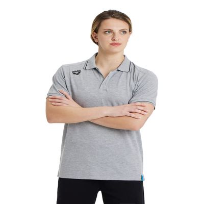 ARENA Unisex Team Solid Polo T-Shirt Short Sleeve Cotton Active Tee Regular Fit Athletic Top Gym Exercise Swimmers Training, Gray, Small