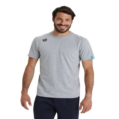 ARENA Team Unisex Panel Cotton T-Shirt Short Sleeve Crew Neck Regular Fit Workout Top Men's and Women's Active Tee, Gray, X-Large