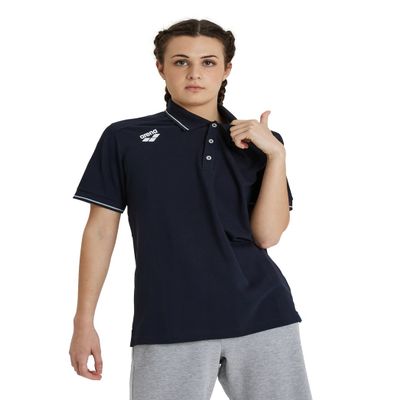 ARENA Unisex Team Solid Polo T-Shirt Short Sleeve Cotton Active Tee Regular Fit Athletic Top Gym Exercise Swimmers Training, Navy, Small