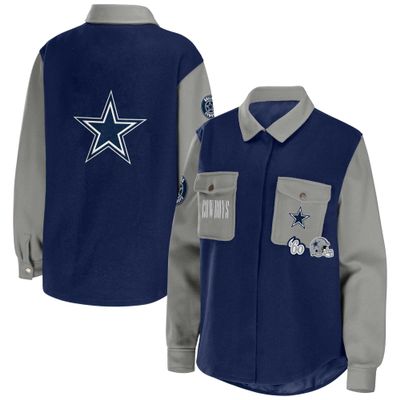 WEAR by Erin Andrews Women's Navy Dallas Cowboys Button-Up Shirt Jacket