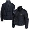WEAR by Erin Andrews Women's Black New Orleans Saints Puffer Full-Zip Cropped Jacket view 1