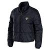 WEAR by Erin Andrews Women's Black New Orleans Saints Puffer Full-Zip Cropped Jacket view 2