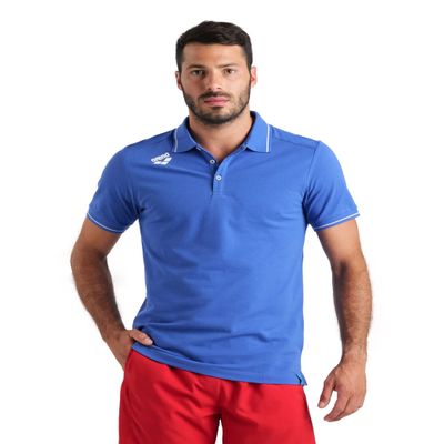 ARENA Unisex Team Solid Polo T-Shirt Short Sleeve Cotton Active Tee Regular Fit Athletic Top Gym Exercise Swimmers Training, Royal, Small