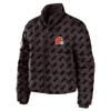 WEAR by Erin Andrews Women's Brown Cleveland Browns Puffer Full-Zip Cropped Jacket view 2