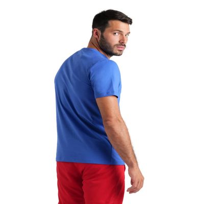ARENA Team Unisex Panel Cotton T-Shirt Short Sleeve Crew Neck Regular Fit Workout Top Men's and Women's Active Tee, Royal, Small
