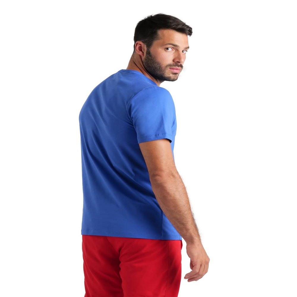 ARENA Team Unisex Panel Cotton T-Shirt Short Sleeve Crew Neck Regular Fit Workout Top Men's and Women's Active Tee, Royal, Small