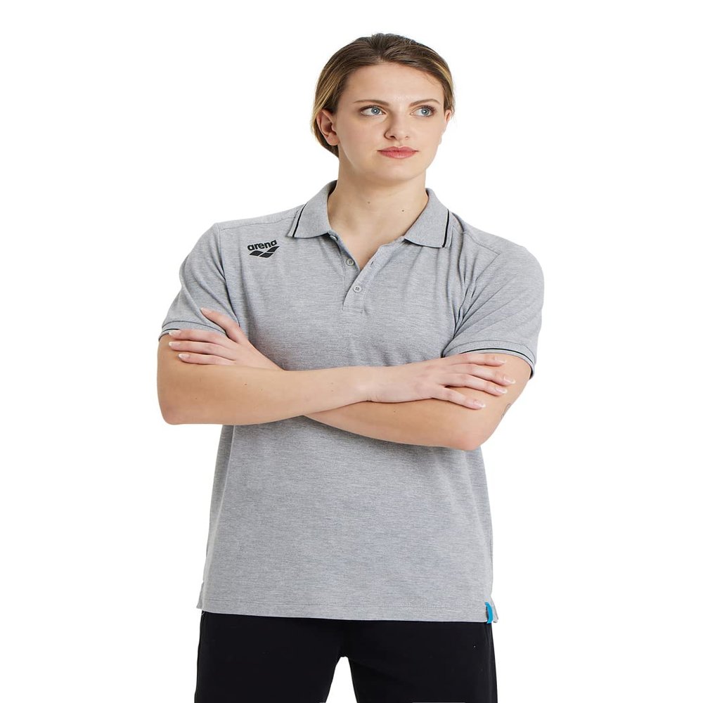ARENA Unisex Team Solid Polo T-Shirt Short Sleeve Cotton Active Tee Regular Fit Athletic Top Gym Exercise Swimmers Training, Gray, X-Large