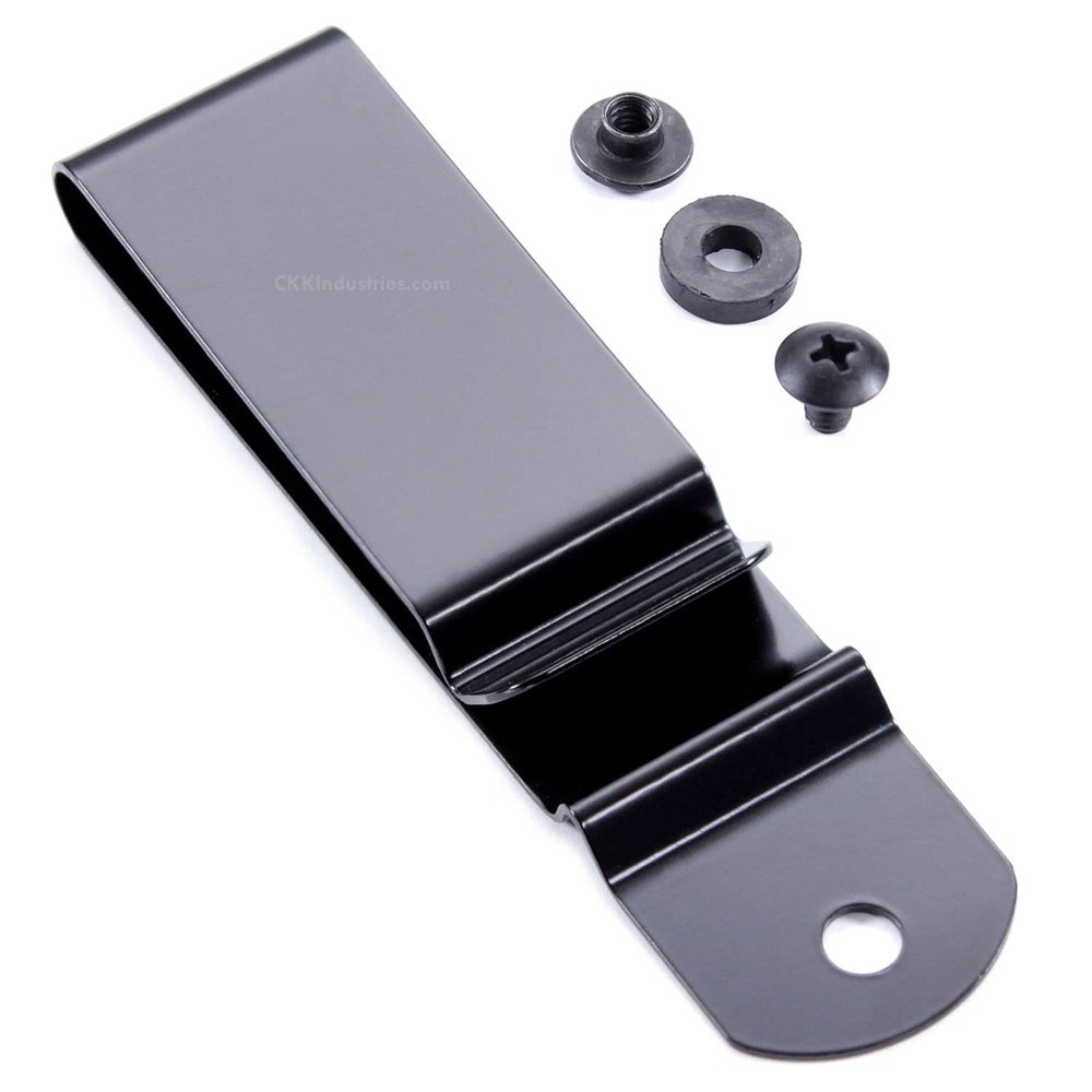 Universal Heavy Duty Metal Belt Clip - (Fits 1.75 inch Belts) - (Black) - (w/Hardware) - (1 Pack) - Replacement Steel Clip Holder for Holsters, Sheaths, Phone Cases
