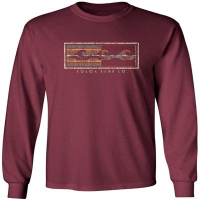 Koloa Surf Company Mens Three Waves Logo Long Sleeve Cotton T-Shirt - 4X-Large Tall, Maroon