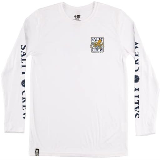 Salty Crew Big Boys' Ink Slinger LS Surf Shirt - White - S