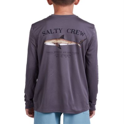 Salty Crew Big Boys' Bruce LS Rashguard - Charcoal - S