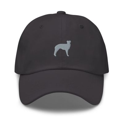 Silken Windhound hat, Embroidered Unisex Baseball hat, Windhound Gifts, Dog mom dad hat. Dark Grey