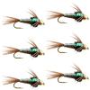 The Fly Fishing Place Tungsten Bead Head Nymph Fly Fishing Flies - Flashback Pheasant Tail Trout Fly - Nymph Wet Fly - 6 Flies Hook Size 14 view 1