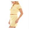 Ultra Flirt Womens Juniors Crop Top 2PC Skirt Outfit Yellow M view 3