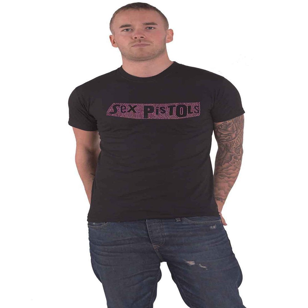 Sex Pistols The T Shirt Pink Diamante Band Logo Official Unisex Black Size XL