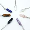 1 Wire-Wrapped Crystal Necklace Gemstone Pendant with Chain Charms Tiger Eye view 2