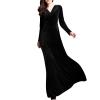 ADHOWBEW Velvet Dress for Women Elegant Long Sleeve Maxi Dress Flowy V Neck Formal Long Prom Dress Wedding Guest Dresses Plus Size Vestidos Elegantes De Mujer para Fiesta Large Black view 1